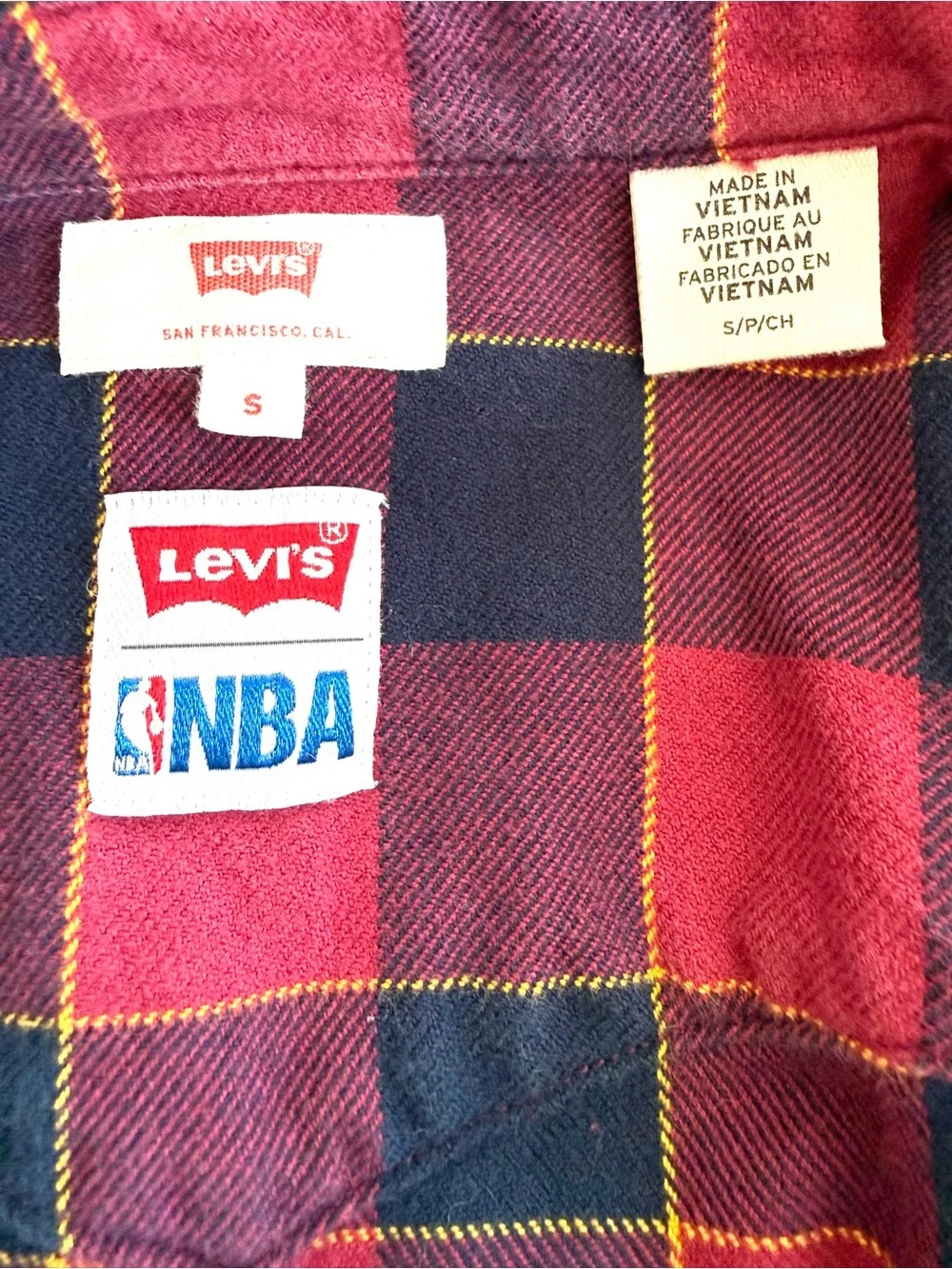 Levis x NBA Cleveland Cavaliers Plaid Western Flannel Snap Shirt Mens S EUC Cavs